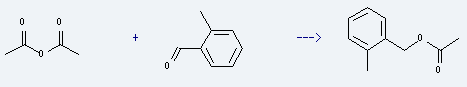 Acetic acid, (2-methylphenyl)methyl ester is prepared by reaction of Acetic acid anhydride with 2-Methyl-benzaldehyde.